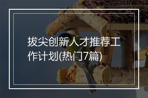拔尖创新人才推荐工作计划(热门7篇)