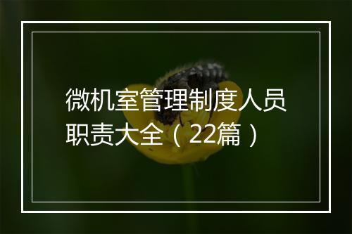 微机室管理制度人员职责大全(22篇)