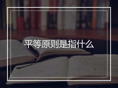 平等原则是指什么