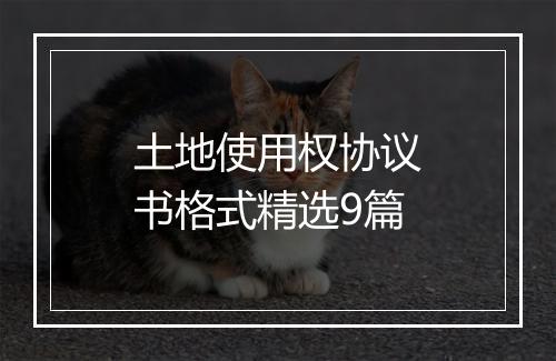 土地使用权协议书格式精选9篇