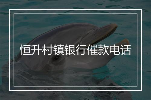 恒升村镇银行催款电话