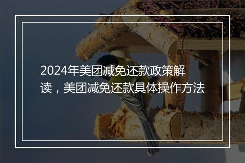2024年美团减免还款政策解读,美团减免还款具体操作方法