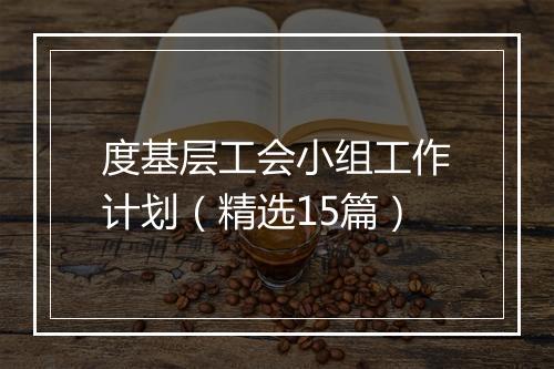 度基层工会小组工作计划(精选15篇)