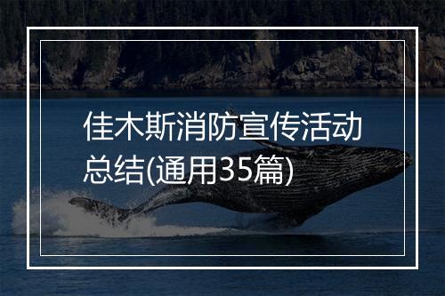 佳木斯消防宣传活动总结(通用35篇)