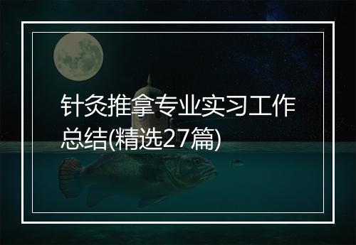 针灸推拿专业实习工作总结(精选27篇)