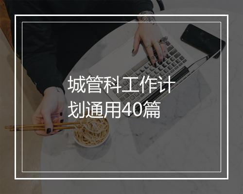 城管科工作计划通用40篇