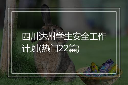 四川达州学生安全工作计划(热门22篇)