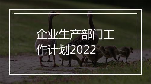 企业生产部门工作计划2022