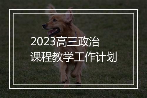 2023高三政治课程教学工作计划