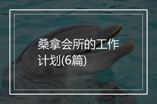 桑拿会所的工作计划(6篇)