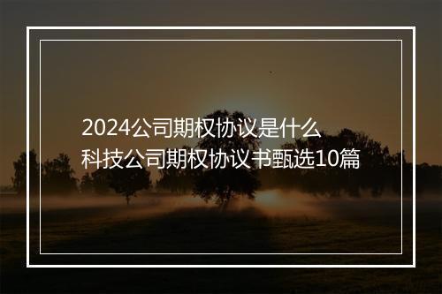 2024公司期权协议是什么 科技公司期权协议书甄选10篇