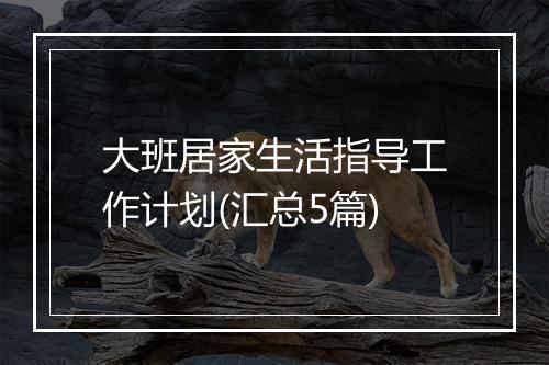 大班居家生活指导工作计划(汇总5篇)