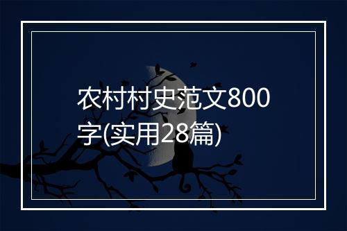 农村村史范文800字(实用28篇)