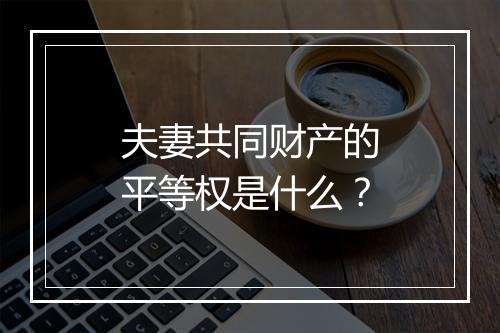 夫妻共同财产的平等权是什么?