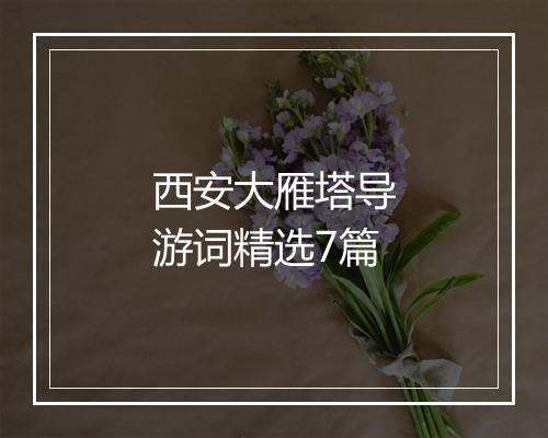 西安大雁塔导游词精选7篇