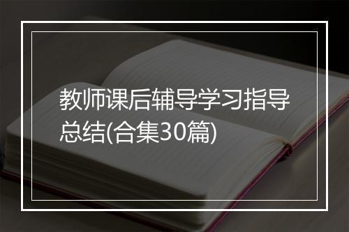 教师课后辅导学习指导总结(合集30篇)
