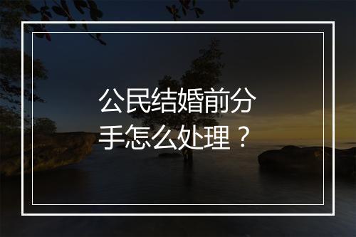 公民结婚前分手怎么处理?