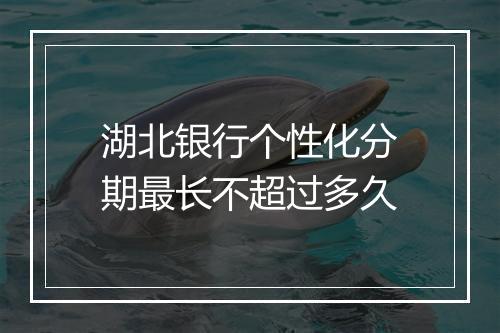 湖北银行个性化分期最长不超过多久