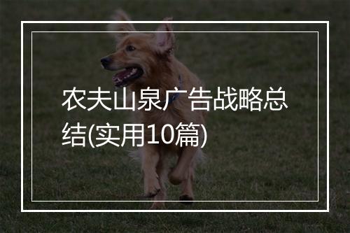 农夫山泉广告战略总结(实用10篇)