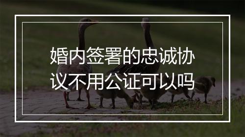 婚内签署的忠诚协议不用公证可以吗