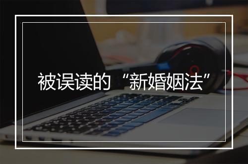 被误读的“新婚姻法”