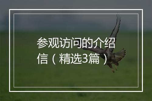 参观访问的介绍信(精选3篇)