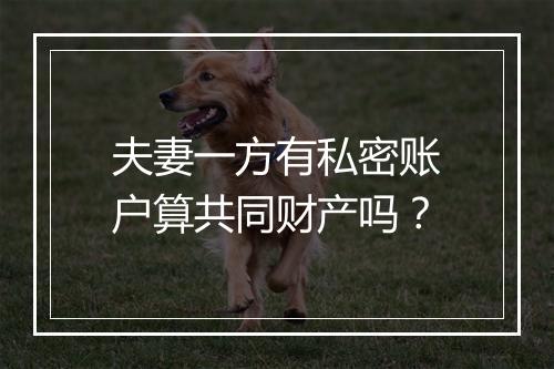 夫妻一方有私密账户算共同财产吗?