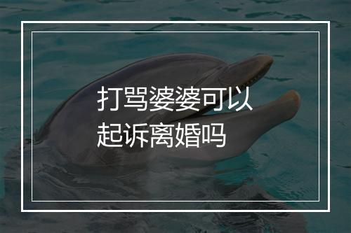 打骂婆婆可以起诉离婚吗