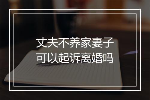 丈夫不养家妻子可以起诉离婚吗