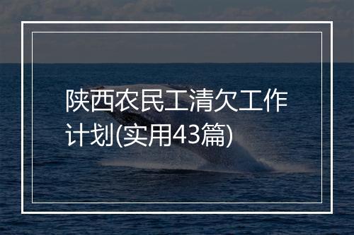 陕西农民工清欠工作计划(实用43篇)