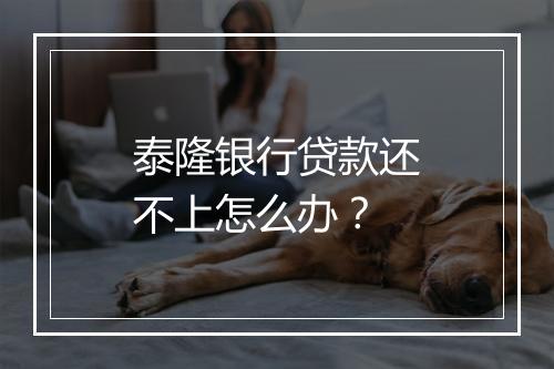 泰隆银行贷款还不上怎么办?
