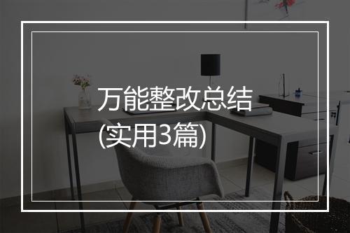 万能整改总结(实用3篇)