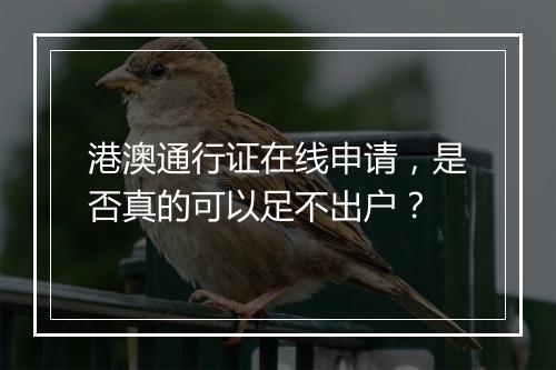港澳通行证在线申请,是否真的可以足不出户?
