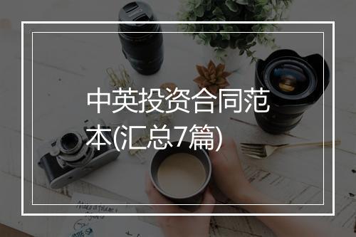 中英投资合同范本(汇总7篇)