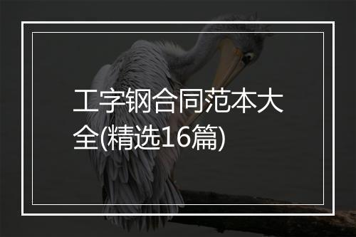 工字钢合同范本大全(精选16篇)