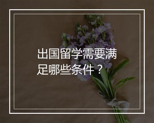 出国留学需要满足哪些条件?