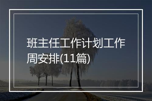 班主任工作计划工作周安排(11篇)
