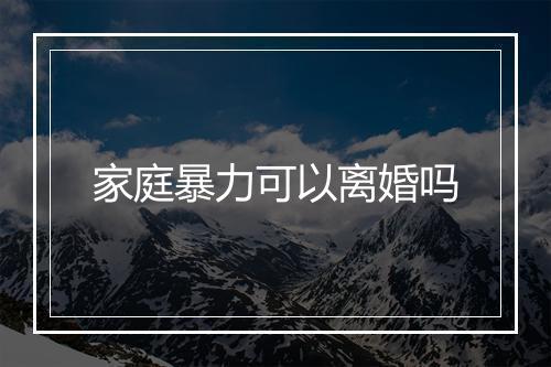 家庭暴力可以离婚吗