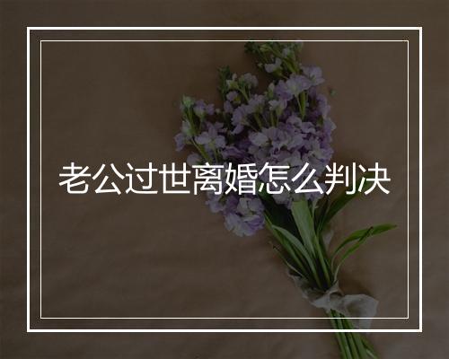 老公过世离婚怎么判决