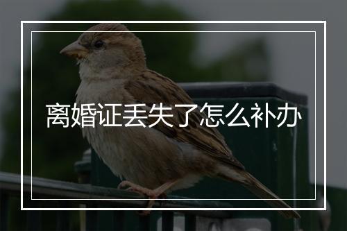 离婚证丢失了怎么补办