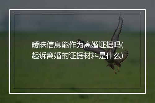 暧昧信息能作为离婚证据吗(起诉离婚的证据材料是什么)