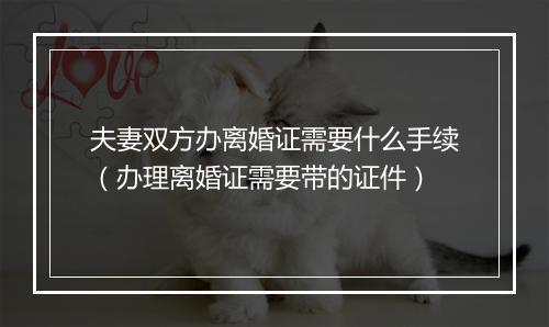 夫妻双方办离婚证需要什么手续(办理离婚证需要带的证件)