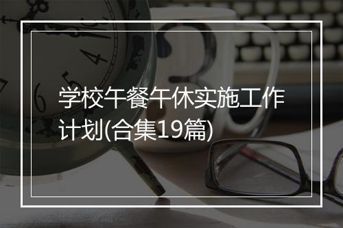 学校午餐午休实施工作计划(合集19篇)
