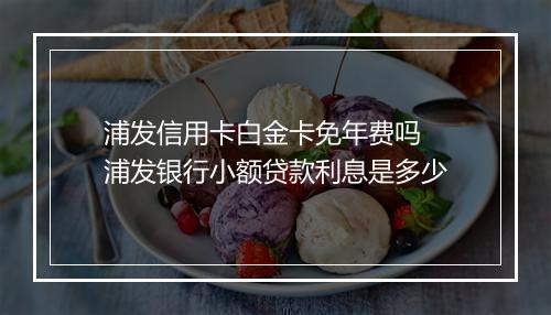 浦发信用卡白金卡免年费吗 浦发银行小额贷款利息是多少