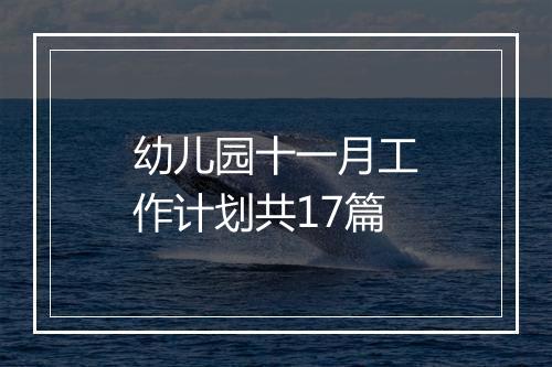 幼儿园十一月工作计划共17篇