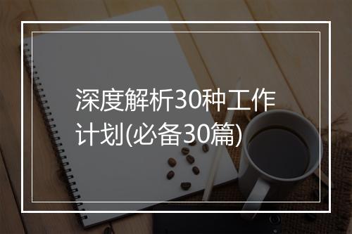 深度解析30种工作计划(必备30篇)