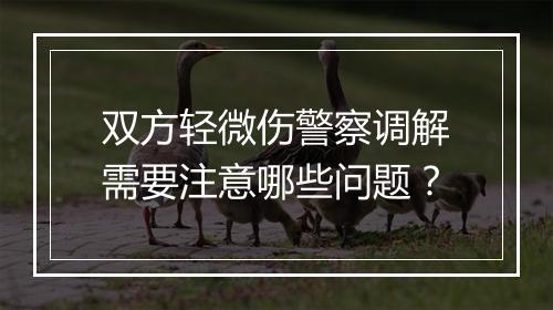 双方轻微伤警察调解需要注意哪些问题?