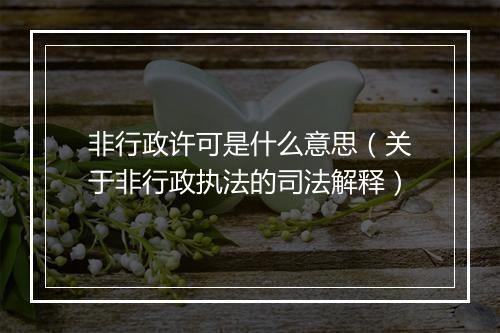 非行政许可是什么意思(关于非行政执法的司法解释)