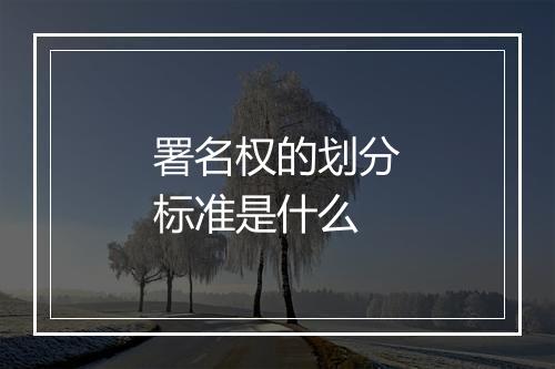 署名权的划分标准是什么