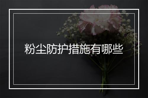 粉尘防护措施有哪些